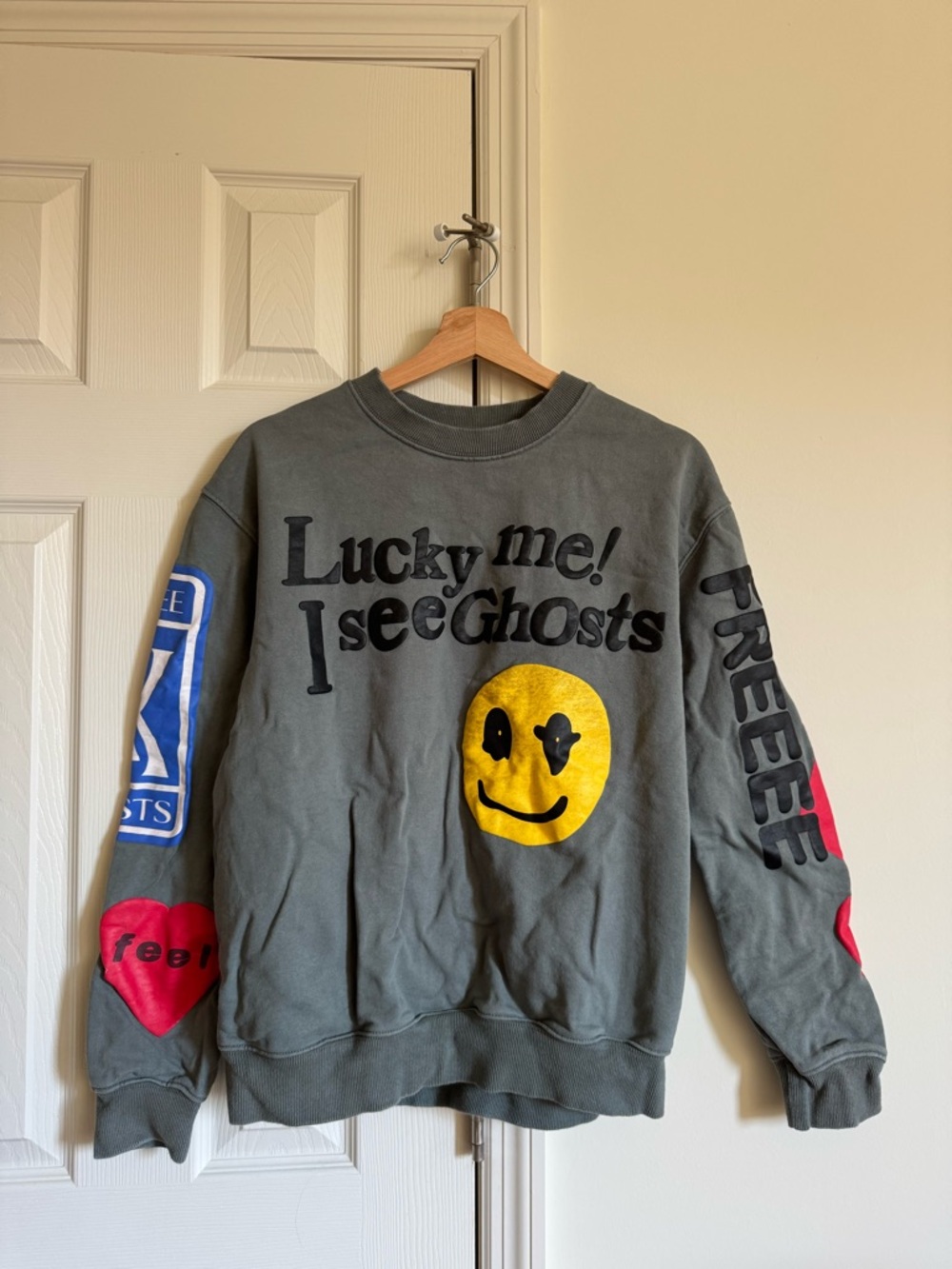 🫠KIDS SEE GHOSTS GREY COTTON PULLOVER🫠